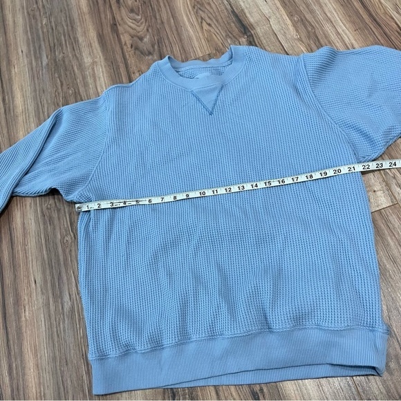 Aerie Waffle Knit Blue Thermal Oversized Crewneck - Picture 7 of 9